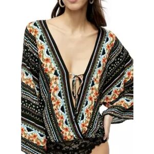 Ladies Intimately Free People Bodysuit Dolman Sleeve Lace Bottom Sexy Med
